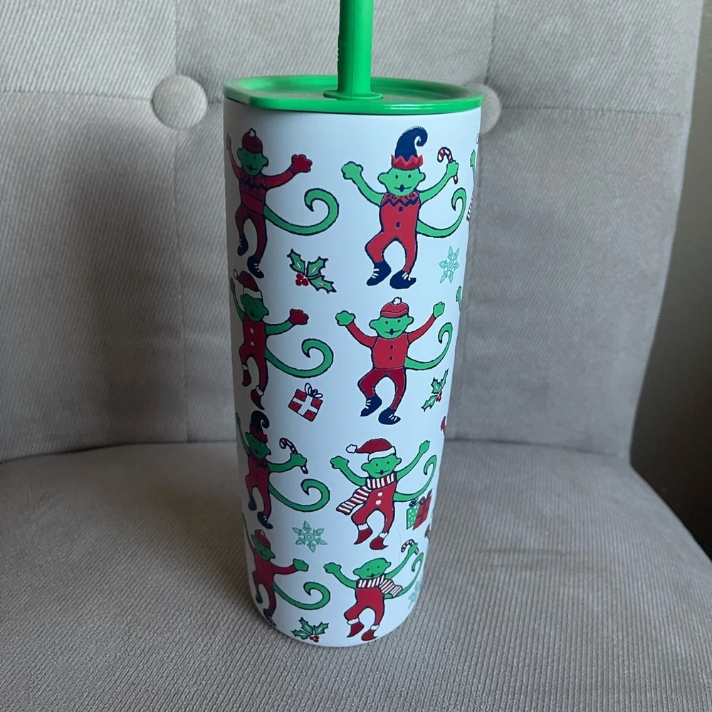 STARBUCKS x Roller Rabbit 2025 Christmas Tumbler 24oz Cup w Lid & Straw NEW - Picture 5 of 6